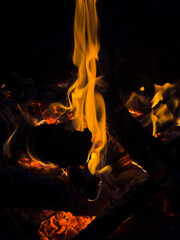 flame fire on black background