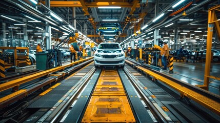 Fototapeta premium Automotive: Involves the intricate process of designing, manufacturing, marketing, and retailing motor vehicles such as cars, trucks, motorcycles, and their integral parts. 