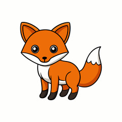 Fox Learns Icon Vector Art Illustration, Wildlife Animal Art on White Background