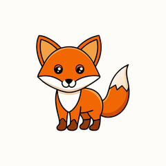 Fox Learns Icon Vector Art Illustration, Wildlife Animal Art on White Background