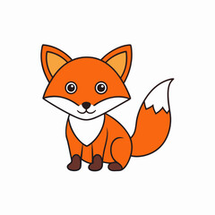 Fox Learns Icon Vector Art Illustration, Wildlife Animal Art on White Background