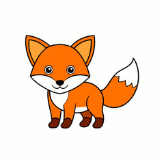 Fox Learns Icon Vector Art Illustration, Wildlife Animal Art on White Background