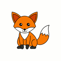 Fox Learns Icon Vector Art Illustration, Wildlife Animal Art on White Background