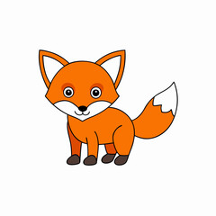 Fox Learns Icon Vector Art Illustration, Wildlife Animal Art on White Background