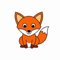 Obraz premium Fox Learns Icon Vector Art Illustration, Wildlife Animal Art on White Background