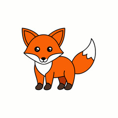 Fox Learns Icon Vector Art Illustration, Wildlife Animal Art on White Background