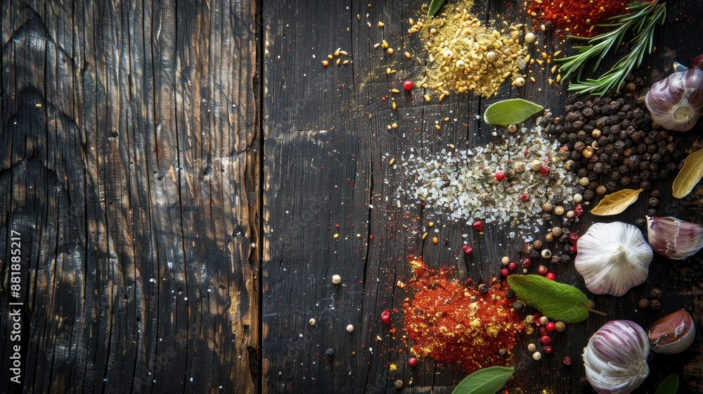 Sticker seasonings on a timber surface