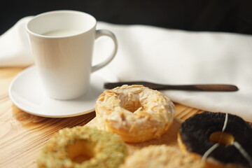 Donut and Milk Breakfast Photography