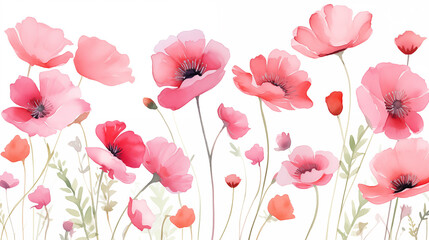 cute and beautiful pink flowers, white background