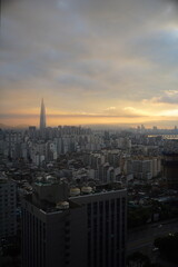 sunset over the city