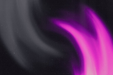 Abstract retro grunge decorative relief with film dust texture and purple flames. Rough colored illustration background.