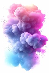 Fototapeta premium Colorful Explosion of Smoke Bomb, Abstract Color Powder Blast Isolated on White Background