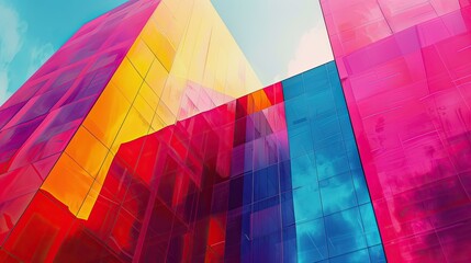 Fototapeta premium Abstract architecture in vibrant digital hues