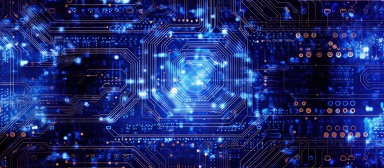 Fototapeta premium Abstract Digital Circuitry with Glowing Blue and Orange Elements