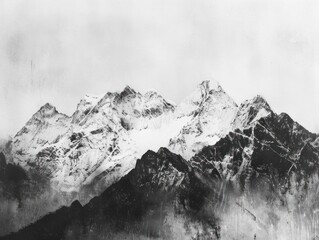 Snow-Capped Mountain Peaks in a Grunge Art Style