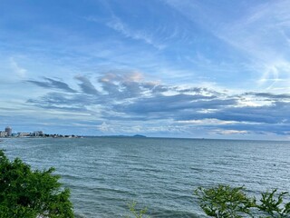 Sea view at sunset,sea view with waves.