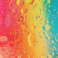 Abstract Background Multicolored Water Droplets with Light Refraction on Glass, Macro Photography