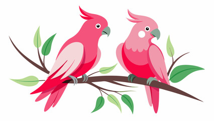 Couple Galah in tree wood vector illustration