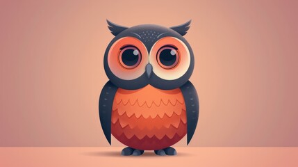 Obraz premium Owl with big eyes. Illustration of a cartoon cute owl.