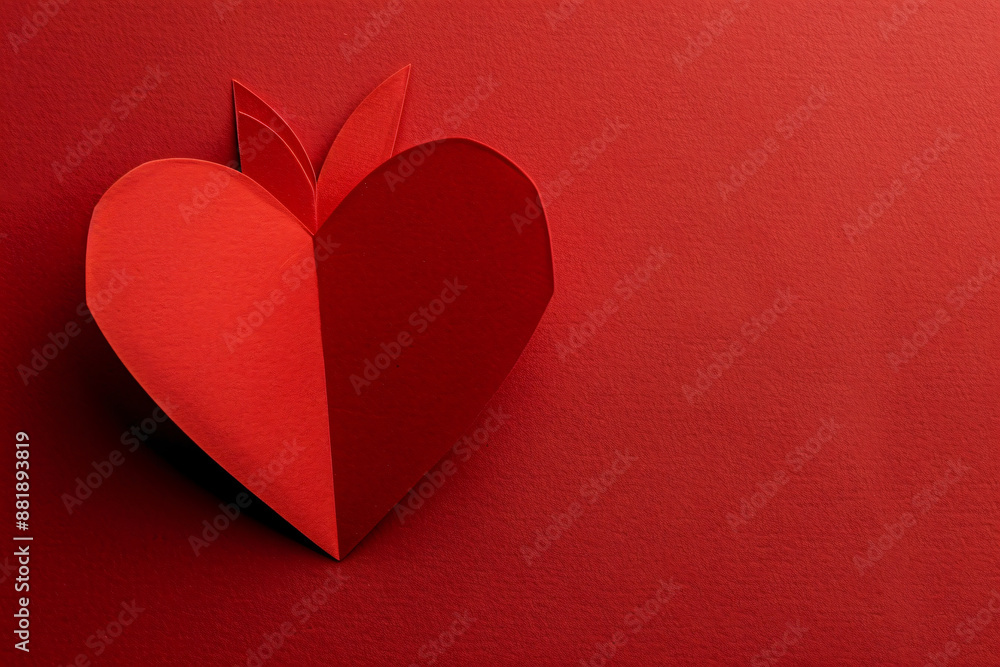 Aufkleber photo of a heart shape cut from red paper on a solid background, symbolizing love and affection for 
