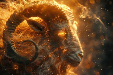 Astrological depiction of Capricorn with a celestial goat adorned in cosmic constellations