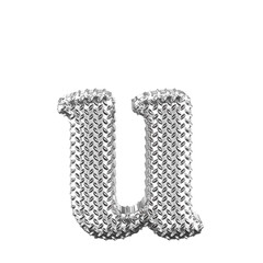 Silver ribbed symbol. letter u