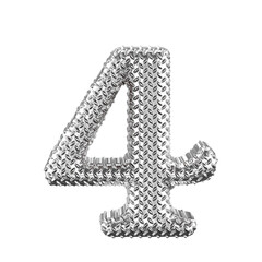 Silver ribbed symbol. number 4