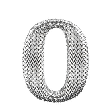 Silver ribbed symbol. number 0