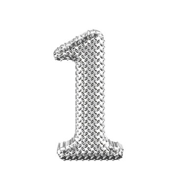 Silver ribbed symbol. number 1