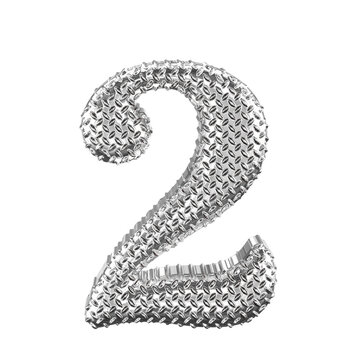 Silver ribbed symbol. number 2