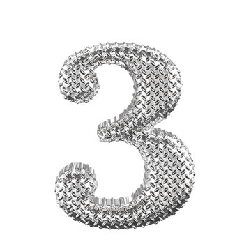 Silver ribbed symbol. number 3