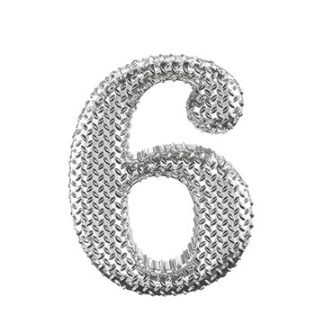 Silver ribbed symbol. number 6