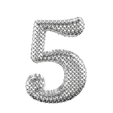 Silver ribbed symbol. number 5
