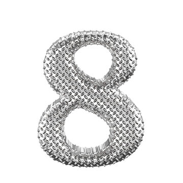 Silver ribbed symbol. number 8