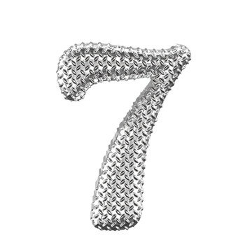 Silver ribbed symbol. number 7