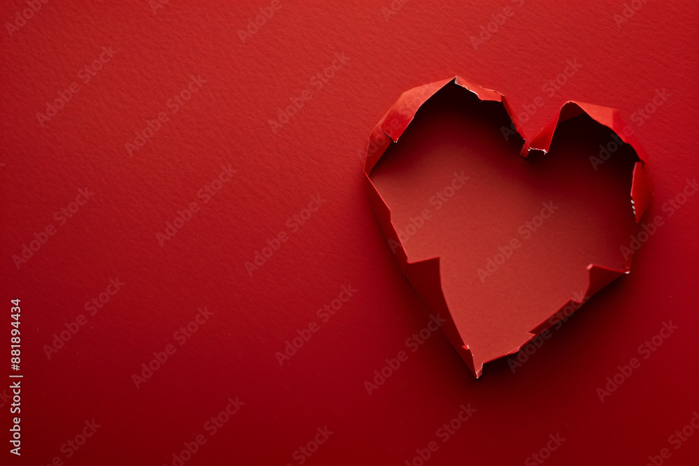 Aufkleber photo of a heart shape cut from red paper on a solid background, symbolizing love and affection for 