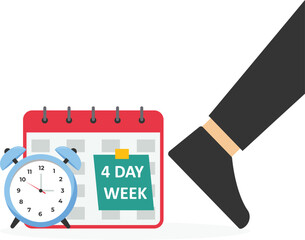 4 or 5 Day Work Week. Prioritise working smarter to produce better. Flat vector illustration.

