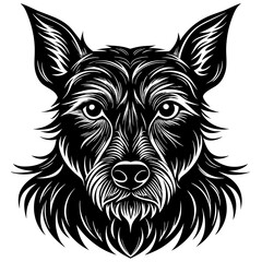 illustration of dog,wolf, head, dog, vector, animal, black,