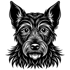 illustration of dog,wolf, head, dog, vector, animal, black,