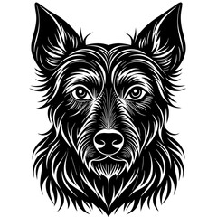 illustration of dog,wolf, head, dog, vector, animal, black,