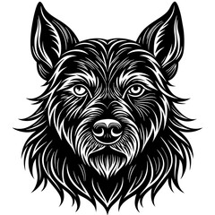 illustration of dog,wolf, head, dog, vector, animal, black,