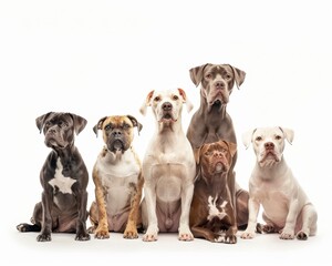 Obraz premium Group of dogs in a serene pose, pure white background, fantasy style, magical lighting, soft colors
