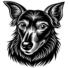 illustration of dog,wolf, head, dog, vector, animal, black,