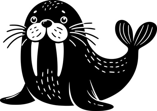 recommend clip art: Cute Walrus vector illustration