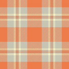 Custom tartan textile check, stroke fabric background pattern. Thanksgiving seamless texture plaid vector in pastel and orange colors.