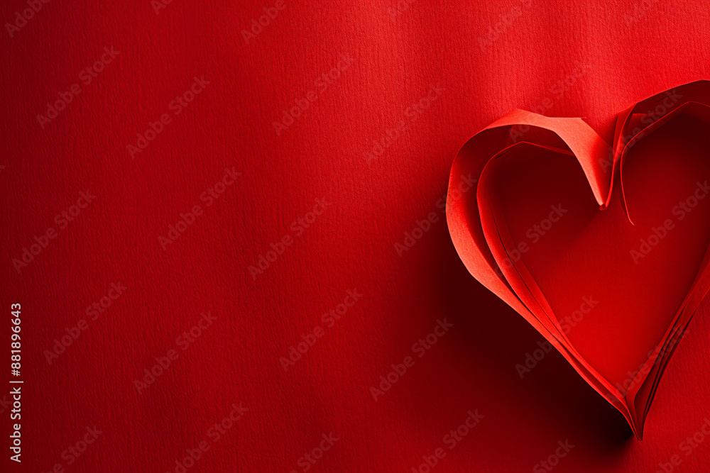 Poster photo of a heart shape cut from red paper on a solid background, symbolizing love and affection for 