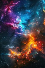 Obraz premium Colorful nebula in outer space with stars and galaxies