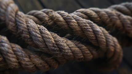 Ancient rope on the vessel