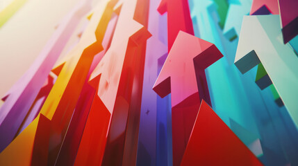 Colorful arrows converging upwards, representing energy and progress.