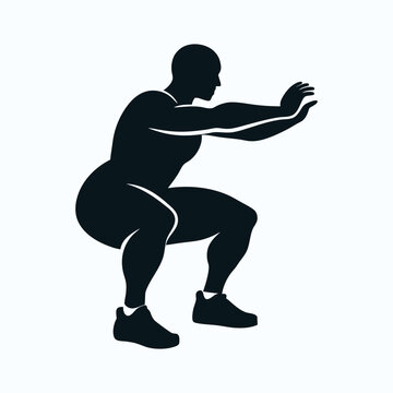 recommend clip art: silhouette vector illustration of squats exercise